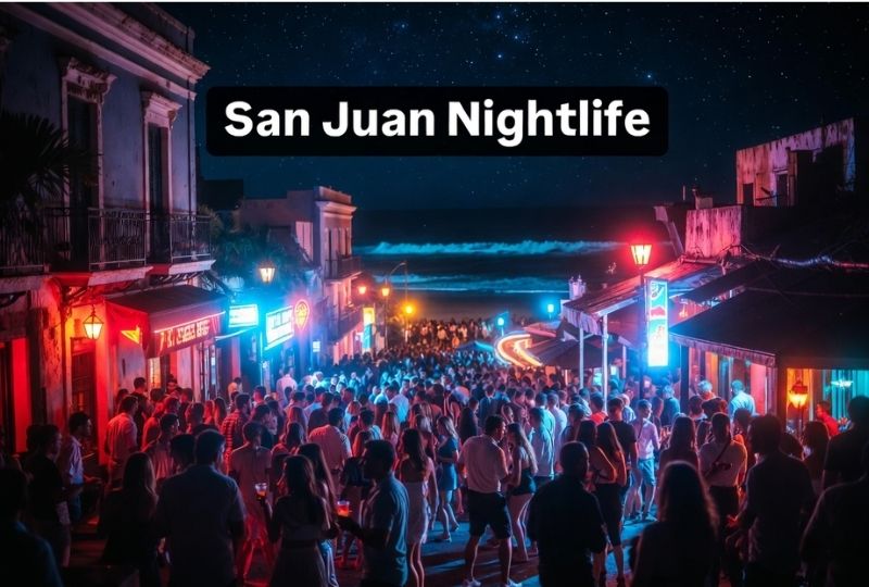San Juan Puerto Rico nightlife scene with tropical party atmosphere at night