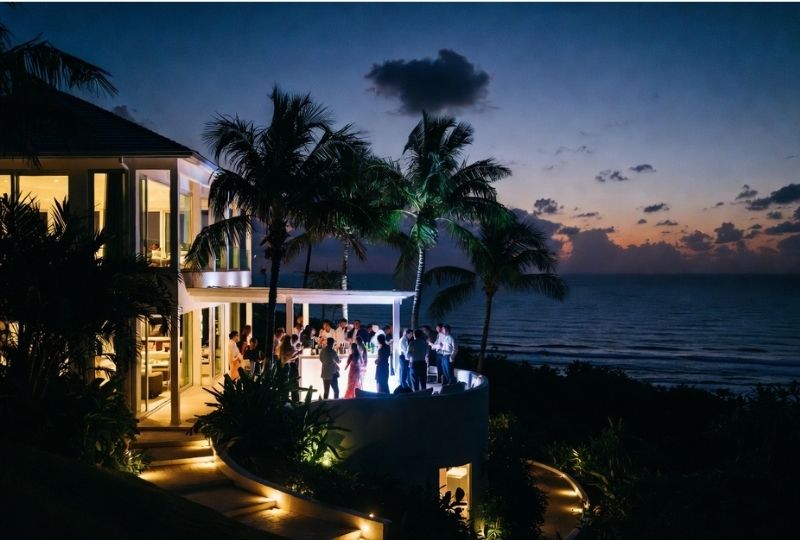 Puerto Rico bachelor party at villa with ocean view and tropical nightlife atmosphere